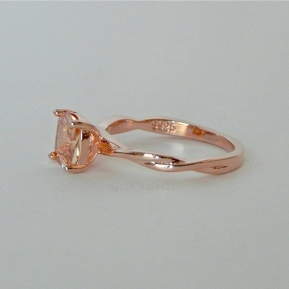 Rose Gold Morganite Solitaire Cushion Cut Ring - Picture 4 of 6